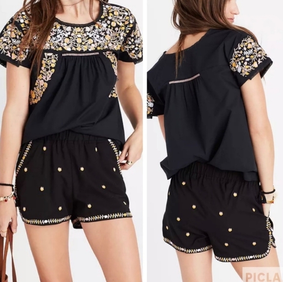 Madewell Embroidered Springtime Pull-On Shorts Sz XXS - Picture 1 of 8